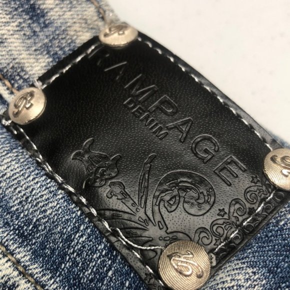 VINTAGE RAMPAGE FLARE BOOT JEANS 7/29x33 PYRAMID STUDS ๐ - Picture 3 of 13